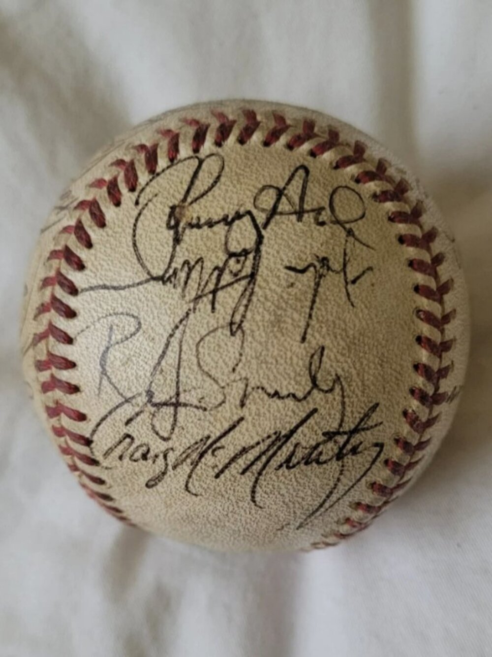 Signed Rawlings Official Baseball Unknown signatures Signed baseball 1990's